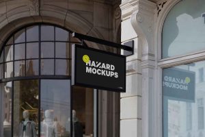 Free Rectangle Box Retail Store Sign Mockup PSD