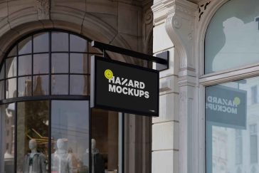 Free Rectangle Box Retail Store Sign Mockup PSD