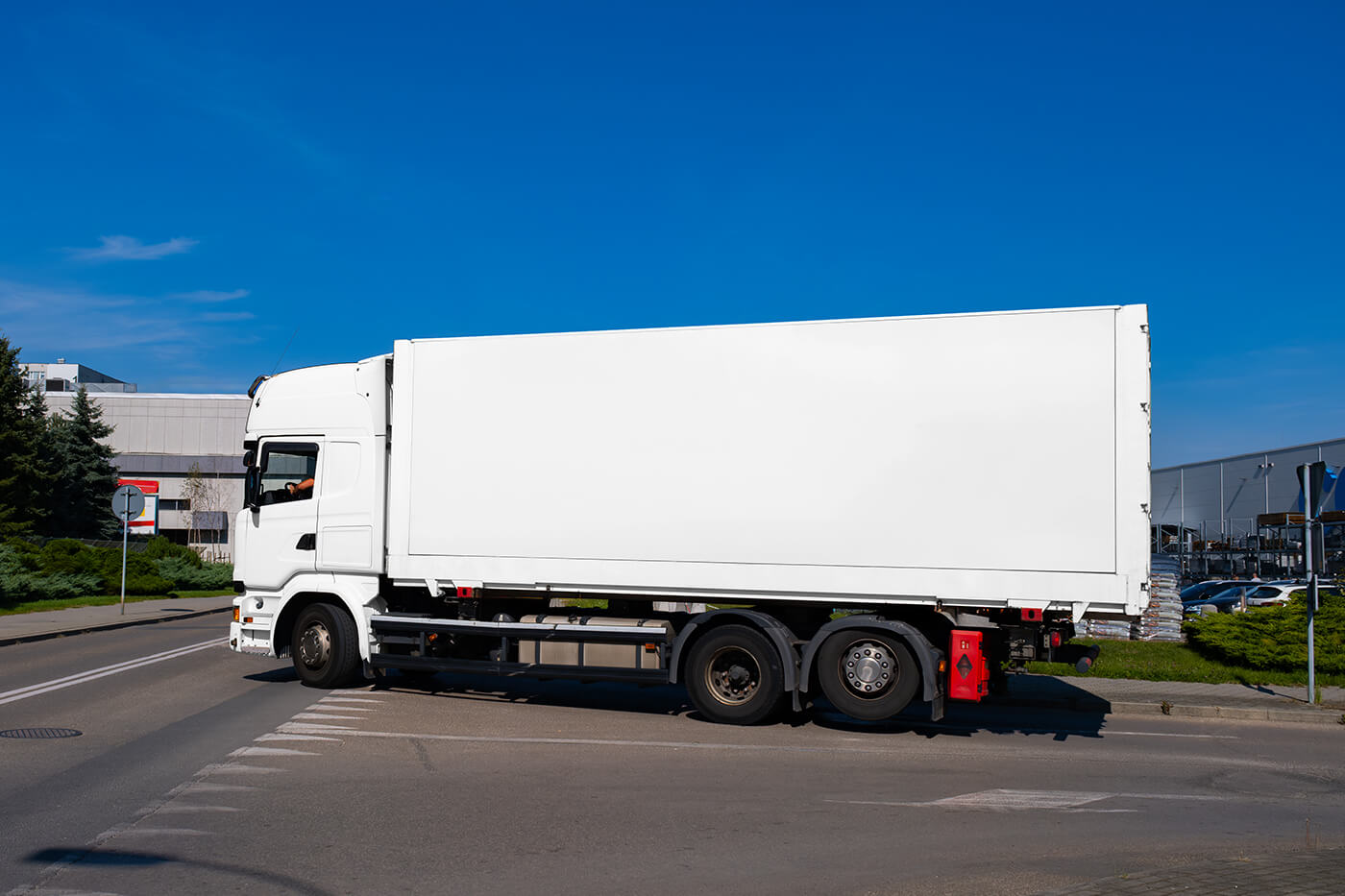 Free Semi-Truck on Street Mockup PSD