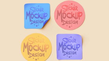 Free Shapes Sticker Mockups PSD