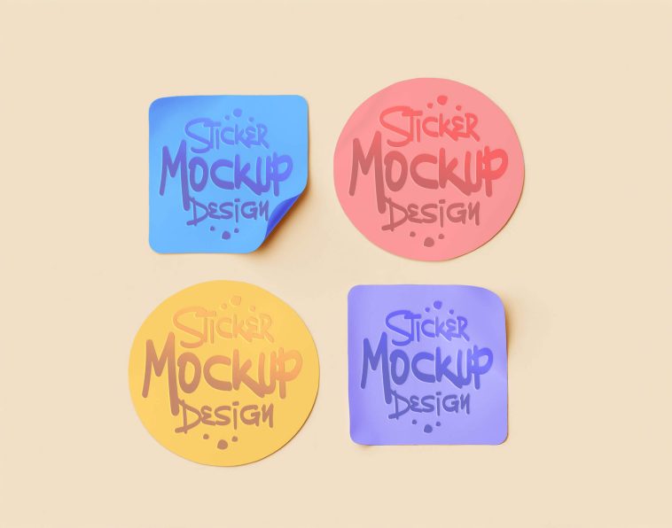 Free Shapes Sticker Mockups PSD