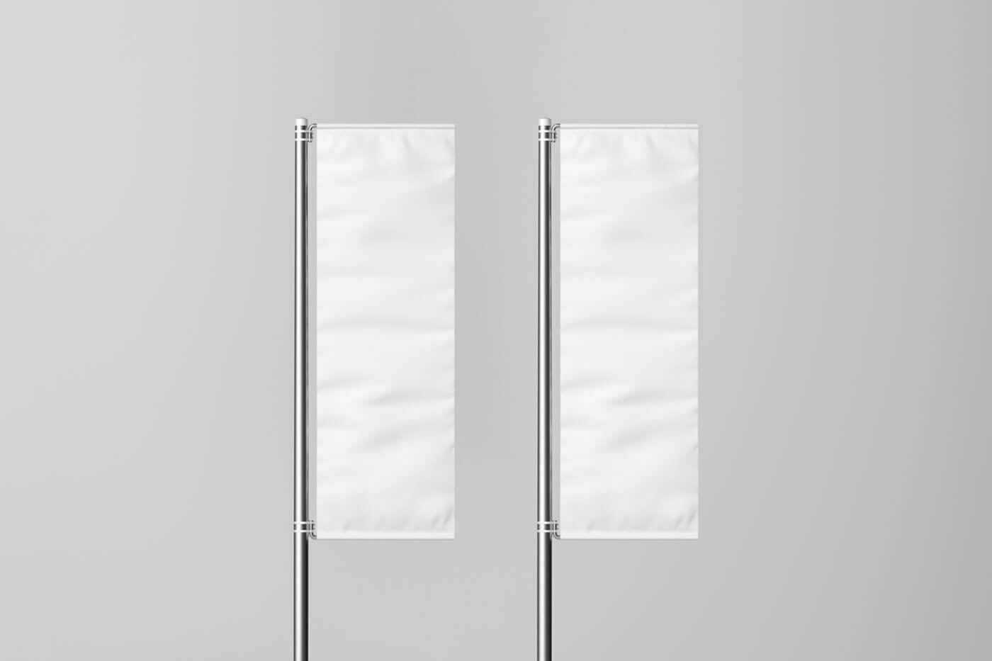 Free Vertical Flag On Pole Mockup PSD