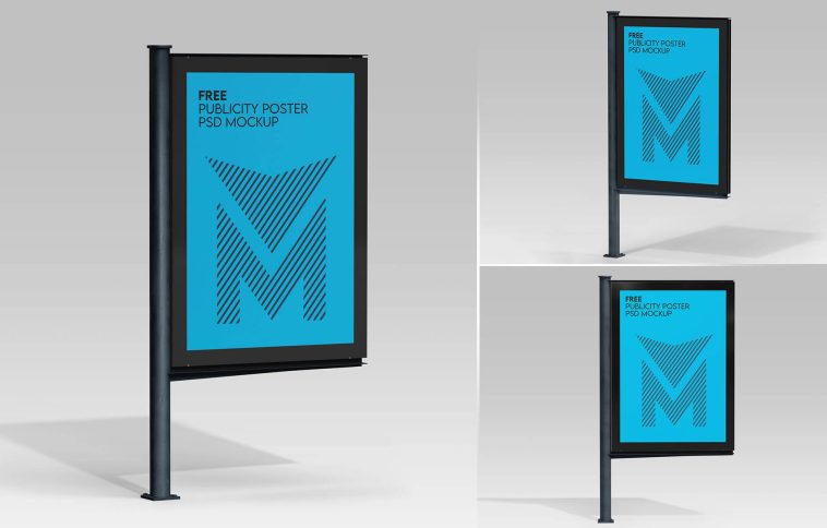 Free Vertical Urban Metal Frame Poster Mockup PSD