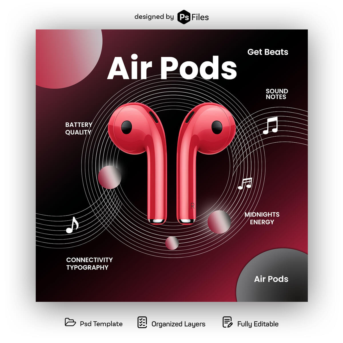 Free Airpods Social Media Post Design PSD Template