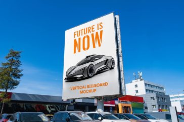 Free Big Vertical Billboard Mockup PSD