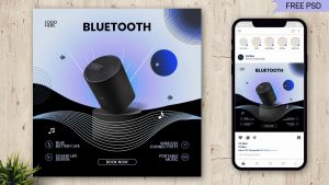 Free Bluetooth Speaker Social Media Post Design PSD Template