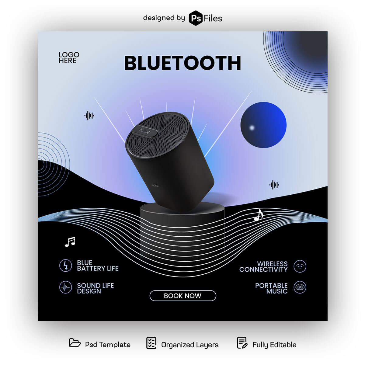 Free Bluetooth  Speaker Social Media Post Design PSD Template