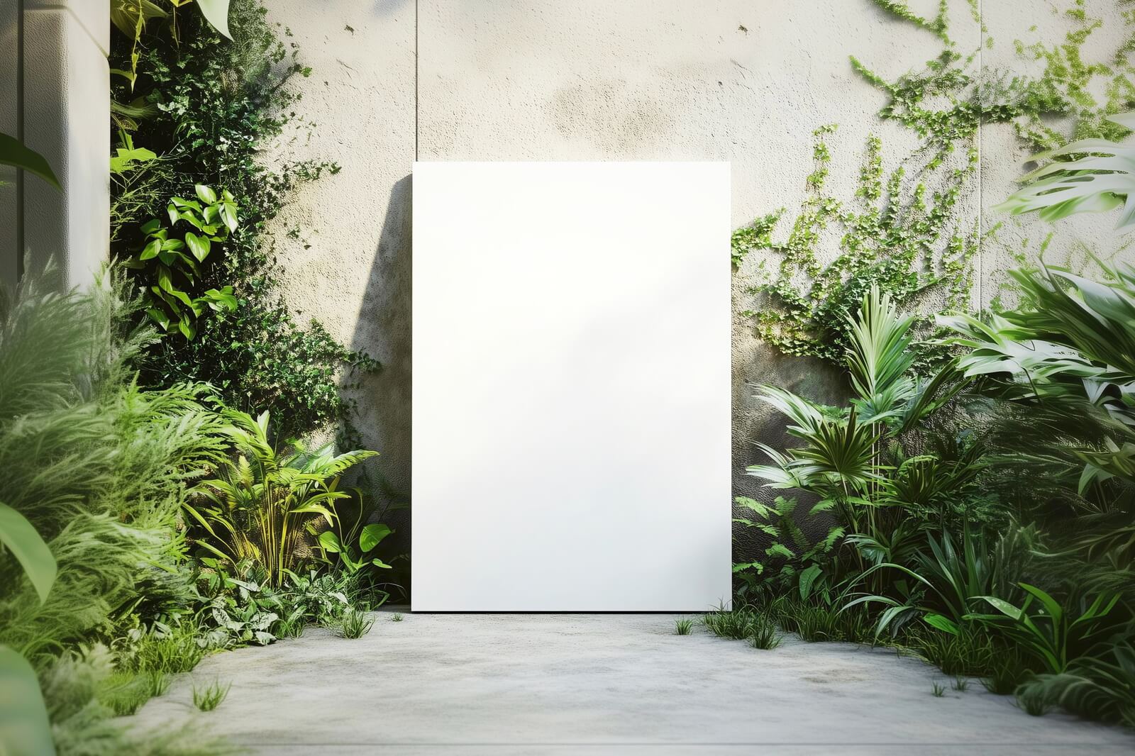 Free Canvas Mockup PSD In Outdoor Garden