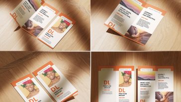 4 Free DL Bi-Fold Brochure / Pamphlet Mockup PSD Files