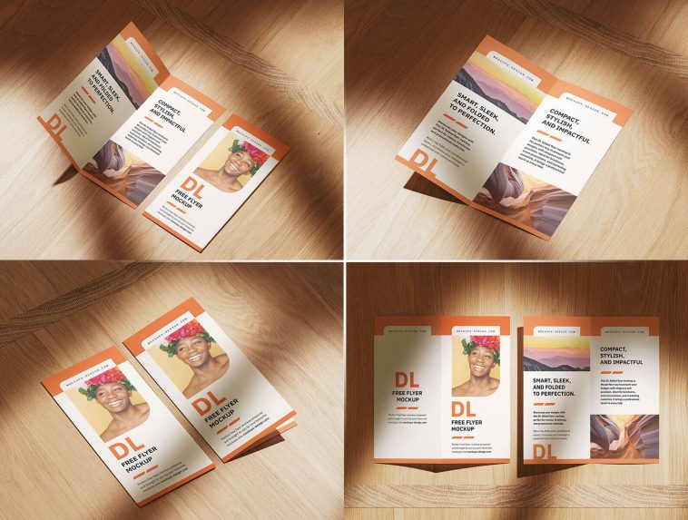 4 Free DL Bi-Fold Brochure / Pamphlet Mockup PSD Files