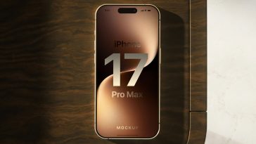 Free Gold iPhone 17 Pro Max Mockup PSD