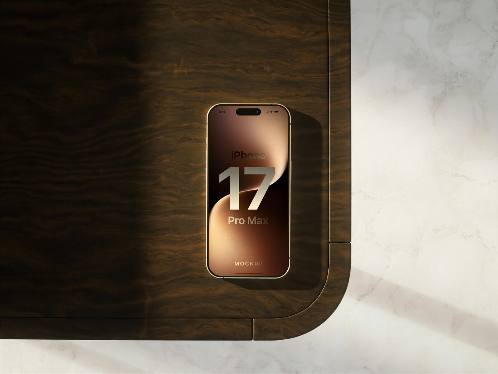 Free Gold iPhone 17 Pro Max Mockup PSD