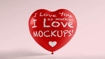 Free Heart Shaped Balloon Mockup PSD