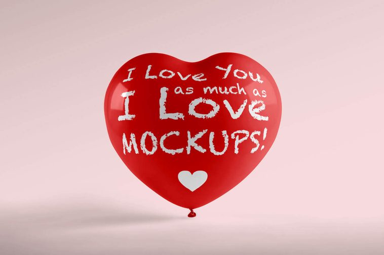 Free Heart Shaped Balloon Mockup PSD