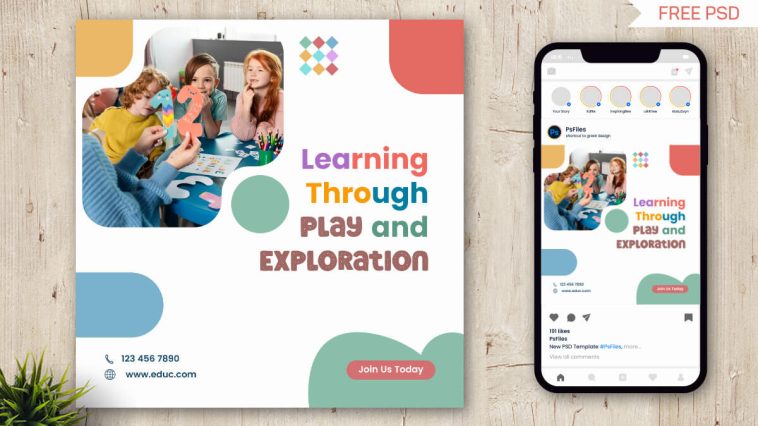 Free Kids School Admission Open Social Media Post Design PSD Template