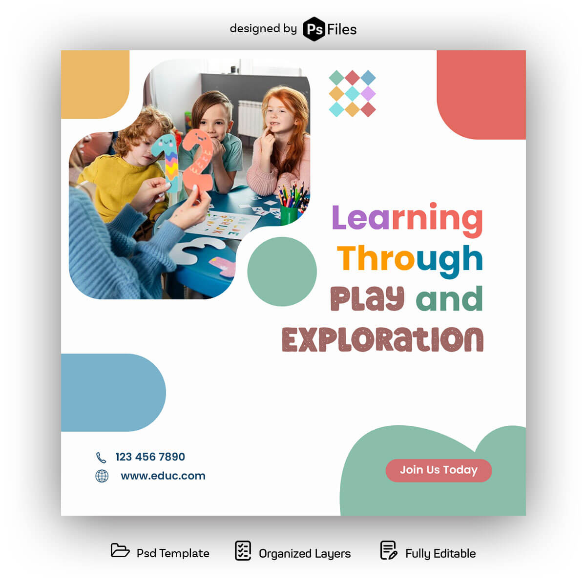 Free Kids School Admission Open Social Media Post Design PSD Template