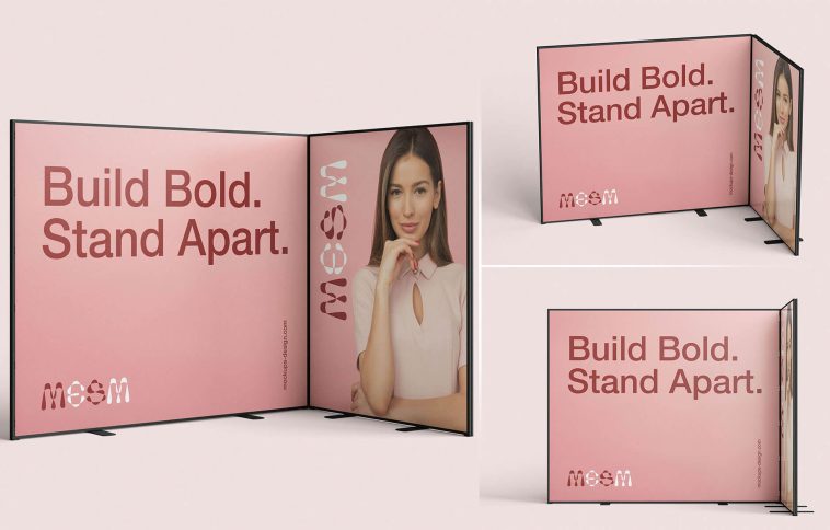 Free Modular Exhibition Backdrop Mockup PSD Set