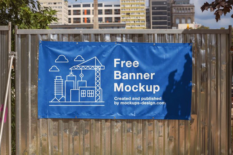 Free Outdoor Construction Site Banner Mockup PSD