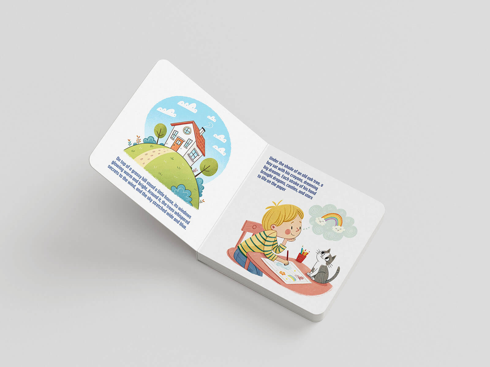 7 Free Softcover Square Children’s Book Mockup PSD Files