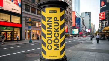 Free Street Advertising Column Mockup PSD