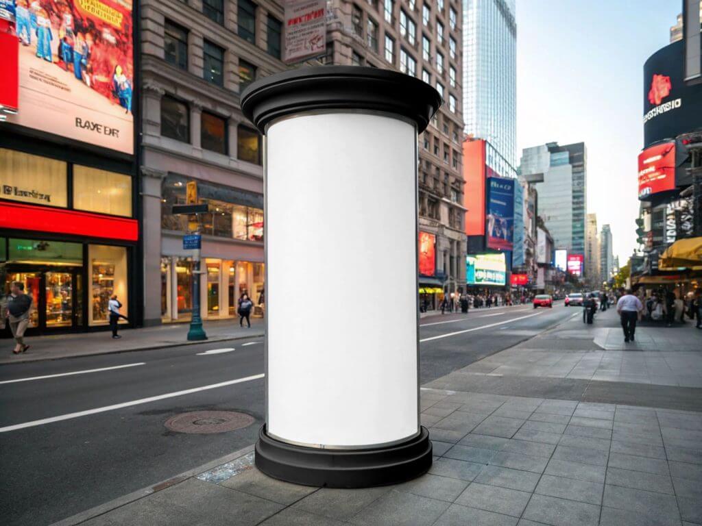 Free Street Advertising Column Mockup PSD