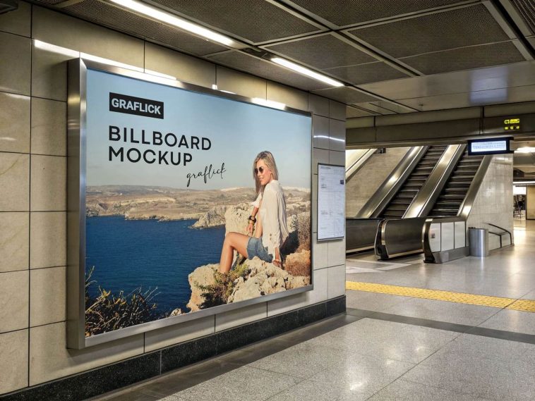 Free Subway Billboard Mockup PSD