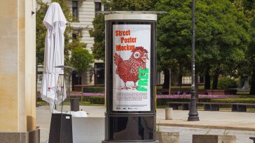 Free Urban Street Advertising Column Mockup PSD