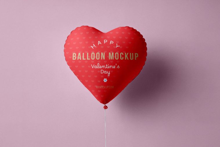 Free Valentines Day Heart Balloon Mockup PSD