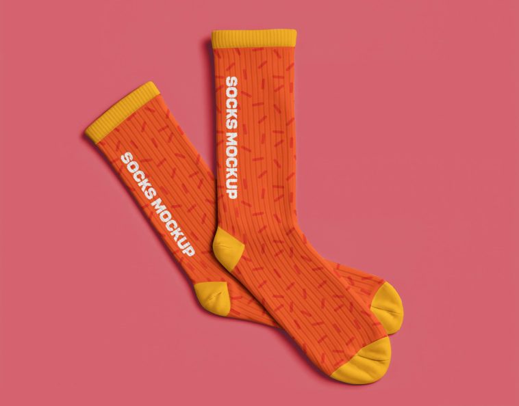 Free Warm Pair Socks Mockup PSD