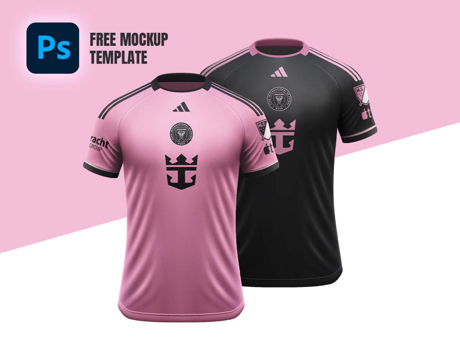 Free 2024 Inter Miami Football Jersey Mockup Template PSD