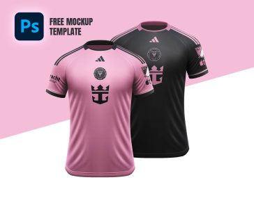 Free 2024 Inter Miami Football Jersey Mockup Template PSD