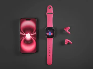 Free Apple iPhone 16 & Watch Series 10 Mockup PSD