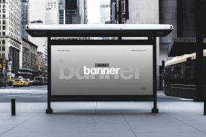 Free Bus Stop Banner Mockup PSD