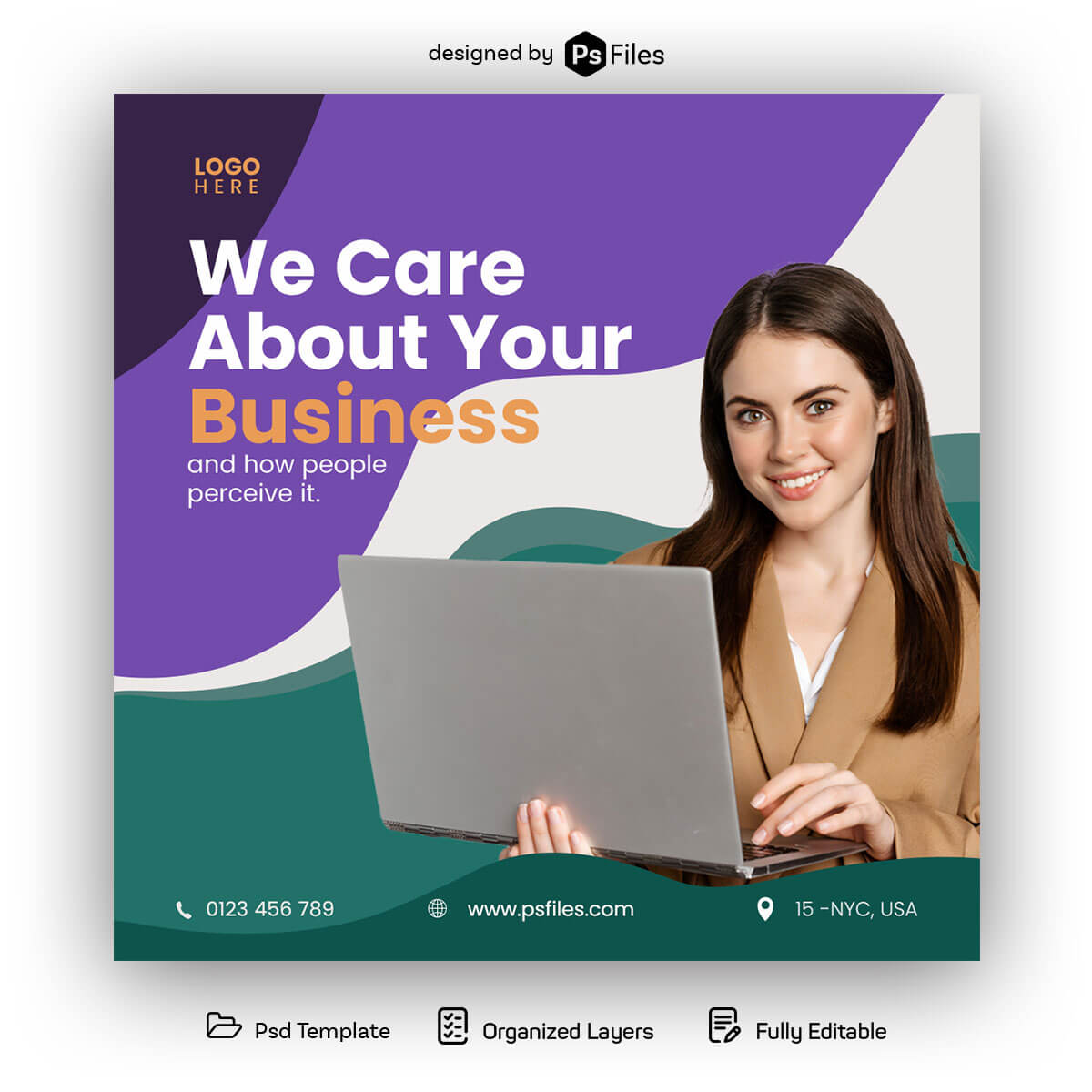 Free Marketing Business Instagram Post PSD Template 