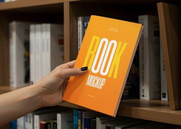 Free Hand Holding Thin Book Title Mockup PSD