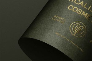 Free Logo Design on Rolled Paper Mockup PSD