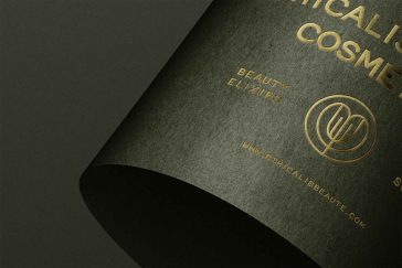 Free Logo Design on Rolled Paper Mockup PSD