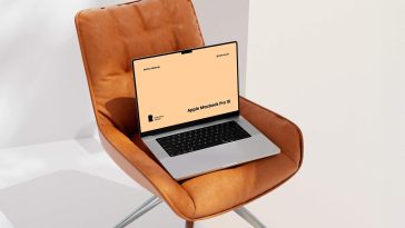 Free Office Chair 16″ M4 MacBook Pro Mockup PSD