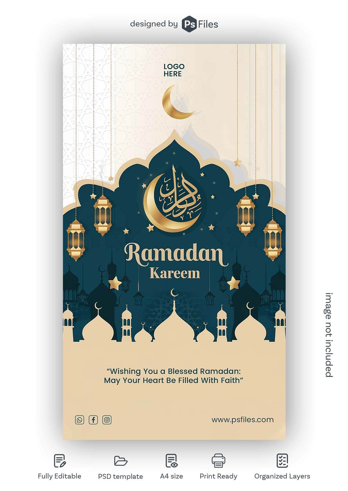 Free Ramdan Kareem Social Media Flyer PSD 2025