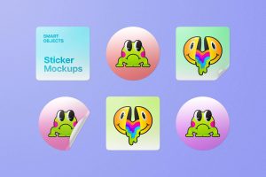 Free Sticker Set Mockup PSD