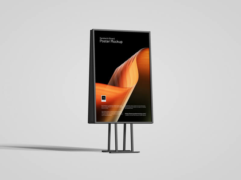 Free Tall Sandwich Board Poster A-Stand Mockup PSD