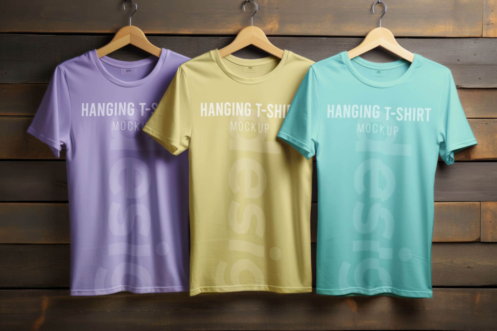 Free Wooden Hanger T-shirt Mockup PSD