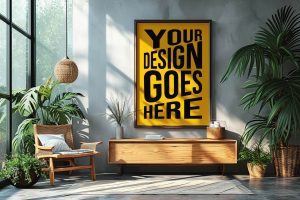 Free Wooden Room Poster Mockup PSD