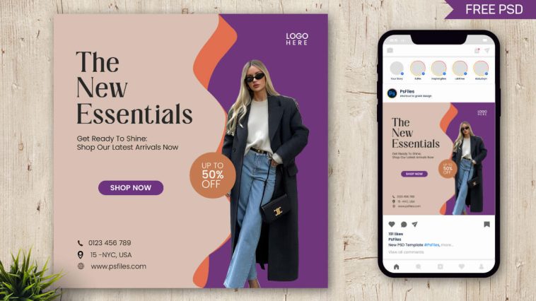 The New Essentials Fashion Style Instagram Post Template PSD