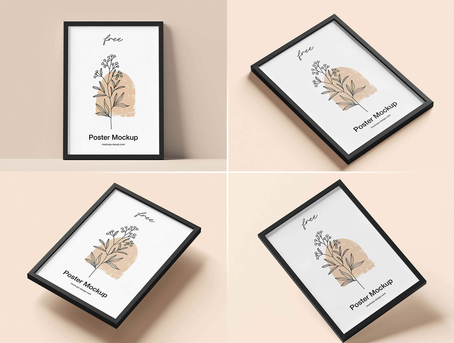 5 Free Poster Frame Mockups PSD