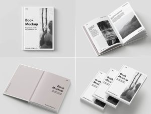 6 Free Simple Hardcover Book Mockup PSD Files