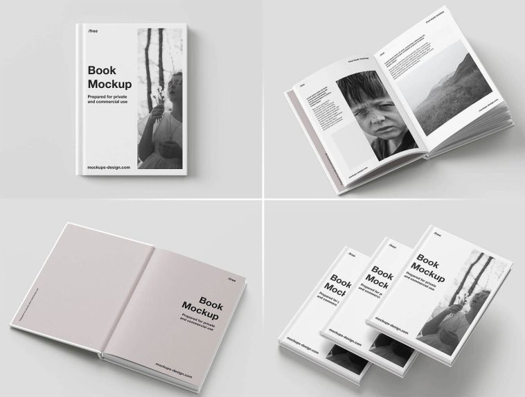 6 Free Simple Hardcover Book Mockup PSD Files