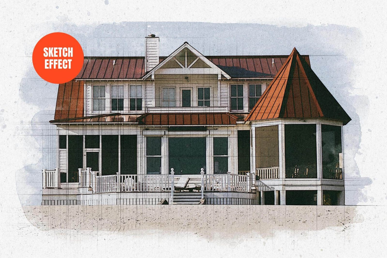 Free Architect Watercolor Sketch Effect PSD