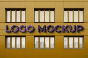 Free Building Facade Logo Mockup PSD
