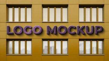 Free Building Facade Logo Mockup PSD